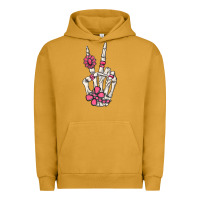 Pigment Peanut Butter pink gemstone peace skeleton hand Urban Hoodie - MaliasSmallBusiness