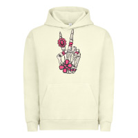 Pigment Pistachio pink gemstone peace skeleton hand Urban Hoodie - MaliasSmallBusiness