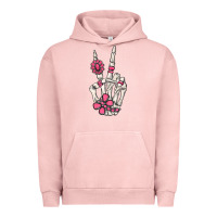 Pigment Salmon pink gemstone peace skeleton hand Urban Hoodie - MaliasSmallBusiness
