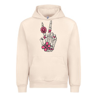 Sandshell pink gemstone peace skeleton hand Urban Hoodie - MaliasSmallBusiness