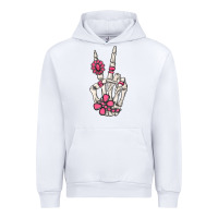 White pink gemstone peace skeleton hand Urban Hoodie - MaliasSmallBusiness