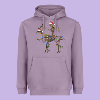 Skeleton Deer Santa Heavyweight Hoodie Designed By Fadigitalartstudio