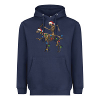Navy skeleton deer santa Heavyweight Hoodie - FaDigitalArtStudio