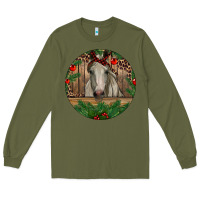 Army Green Christmas Horse Long Sleeve Tee - RanaPortraitStore