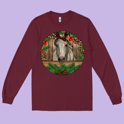 Long Sleeve Tee Christmas Horse