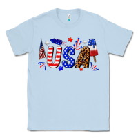 Dusty Blue usa 4th of july Classic Tee - texasbilliewilder