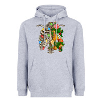 Heather Grey skeleton chest christmas Heavyweight Hoodie - FaDigitalArtStudio