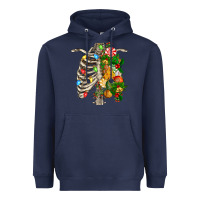 Navy skeleton chest christmas Heavyweight Hoodie - FaDigitalArtStudio