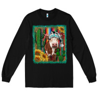 Black Western Christmas Cow Long Sleeve Tee - RanaPortraitStore