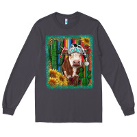 Smoke Western Christmas Cow Long Sleeve Tee - RanaPortraitStore