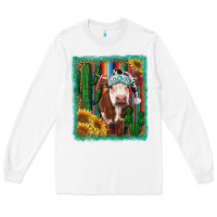 White Western Christmas Cow Long Sleeve Tee - RanaPortraitStore