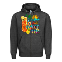 Charcoal Heather sunshine and sweet tea Zipper Hoodie - texasbilliewilder