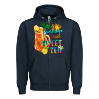 Navy sunshine and sweet tea Zipper Hoodie - texasbilliewilder