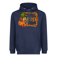 Navy hello pumpkin season Heavyweight Hoodie - RacoonDesign