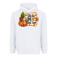 White hello pumpkin season Heavyweight Hoodie - RacoonDesign