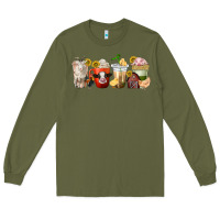 Army Green farm animals coffee cups Long Sleeve Tee - texasbilliewilder
