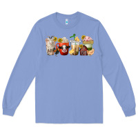 Colony Blue farm animals coffee cups Long Sleeve Tee - texasbilliewilder