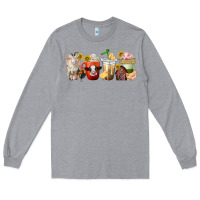 Heather Grey farm animals coffee cups Long Sleeve Tee - texasbilliewilder