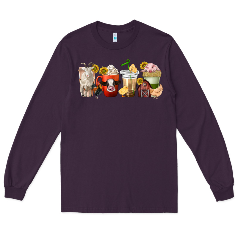 Farm Animals Coffee Cups Long Sleeve Tee by texasbilliewilder | Teevron