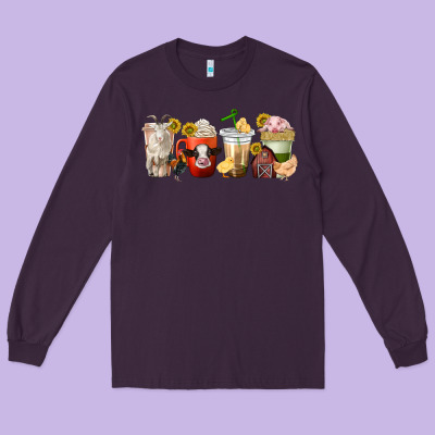 Long Sleeve Tee farm animals coffee cups