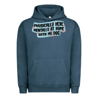 Pigment Midnight Navy physically here mentally at home with my dog Urban Hoodie - MaliasSmallBusiness
