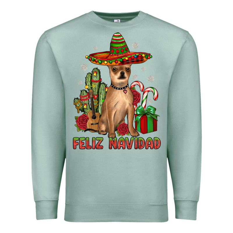 Chihuahua Feliz Navidad Premium Sweatshirt by JahusDesignShop | Teevron
