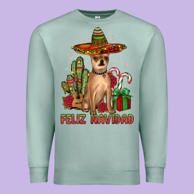 Chihuahua Feliz Navidad Premium Sweatshirt Designed By Jahusdesignshop