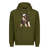 Army Green baby berkshire pig Premium Hoodie - LillyAllenDesigns