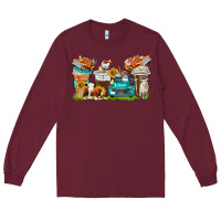 Burgundy farm truck coffee cups Long Sleeve Tee - texasbilliewilder