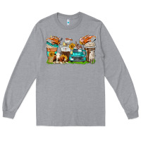Heather Grey farm truck coffee cups Long Sleeve Tee - texasbilliewilder