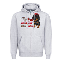 Heather Grey my valentine has paws Zipper Hoodie - RanaPortraitStore