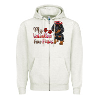 Oatmeal Heather my valentine has paws Zipper Hoodie - RanaPortraitStore