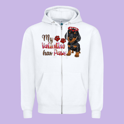 My Valentine Has Paws Zipper Hoodie Designed By Ranaportraitstore