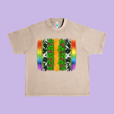St Patricks Day Rainbow Brushstroke Urban Heavy Tee Designed By Artiststas