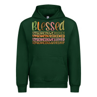Forest Green retro blessed redeemed quotes Urban Hoodie - MaliasSmallBusiness