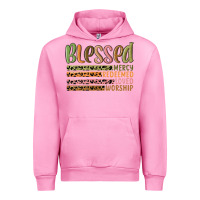 Fuchsia Pink retro blessed redeemed quotes Urban Hoodie - MaliasSmallBusiness