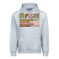 Heather Grey retro blessed redeemed quotes Urban Hoodie - MaliasSmallBusiness