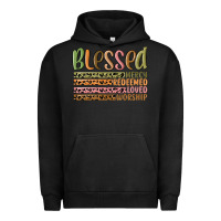 Pigment Black retro blessed redeemed quotes Urban Hoodie - MaliasSmallBusiness