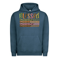 Pigment Midnight Navy retro blessed redeemed quotes Urban Hoodie - MaliasSmallBusiness