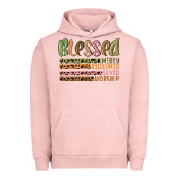 Pigment Salmon retro blessed redeemed quotes Urban Hoodie - MaliasSmallBusiness