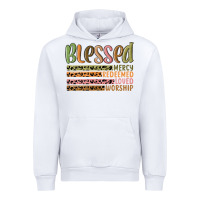 White retro blessed redeemed quotes Urban Hoodie - MaliasSmallBusiness