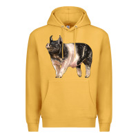 Mustard hampshire pig Premium Hoodie - LillyAllenDesigns