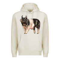 Oatmeal Heather hampshire pig Premium Hoodie - LillyAllenDesigns