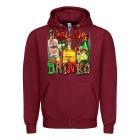 Burgundy cinco de drinko Zipper Hoodie - Zillion Design Studio