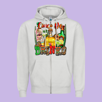 Cinco De Drinko Zipper Hoodie Designed By Zillion Design Studio