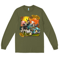 Army Green farm truck with farm animals Long Sleeve Tee - texasbilliewilder