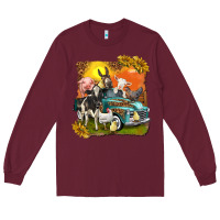 Burgundy farm truck with farm animals Long Sleeve Tee - texasbilliewilder