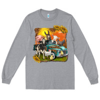 Heather Grey farm truck with farm animals Long Sleeve Tee - texasbilliewilder