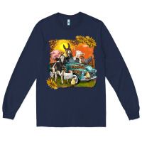 Navy farm truck with farm animals Long Sleeve Tee - texasbilliewilder