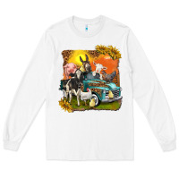 White farm truck with farm animals Long Sleeve Tee - texasbilliewilder